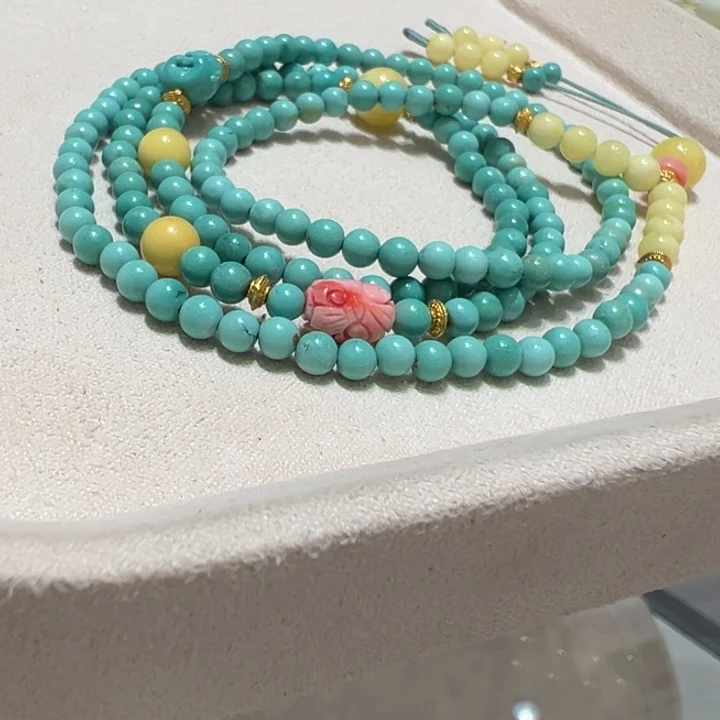 楚***闹未镶嵌绿松石手链天然绿松石多圈手链设计款