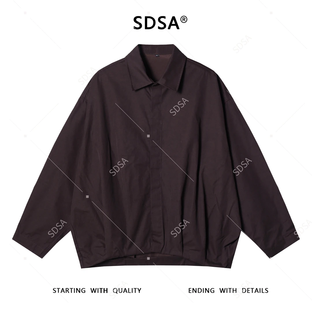 SDSA男士秋冬新款痞帅男装港风复古拉链翻领廓形夹克纯色百搭外套