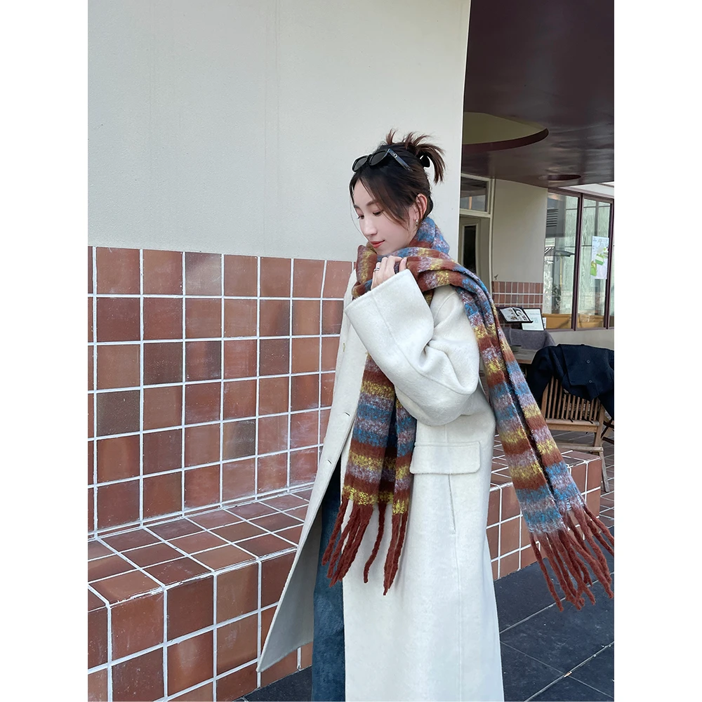 圣逸原创设计时尚宽松中长款秋冬氛围感双面毛呢大衣