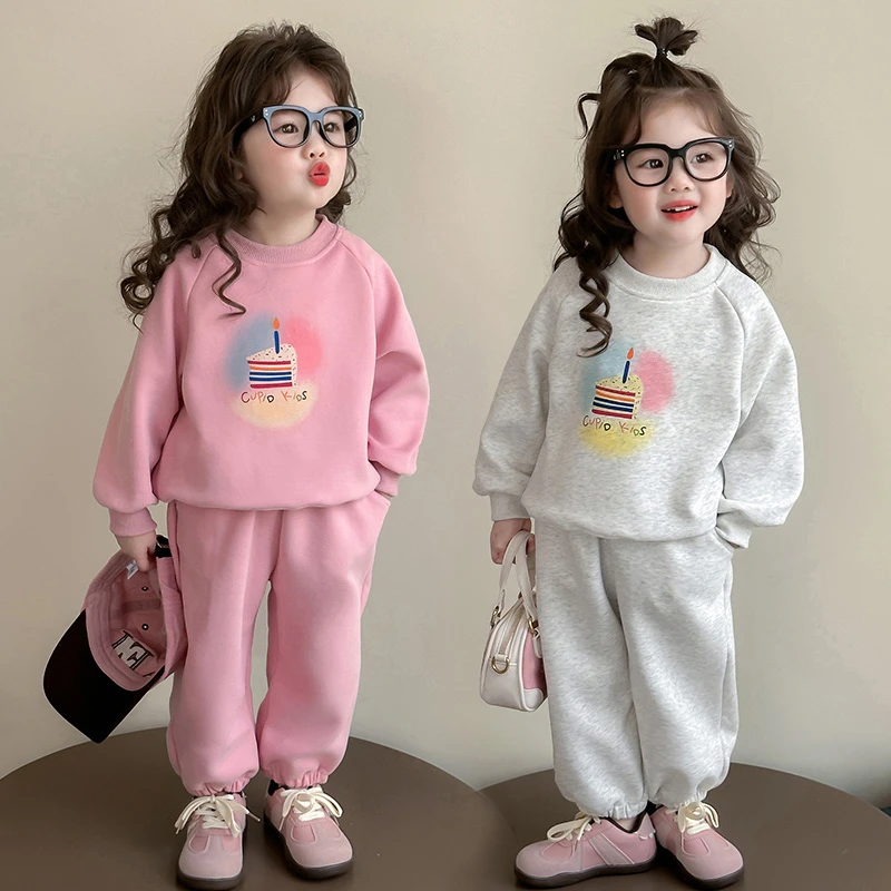 女童春秋套装2025新款洋气儿童秋季卫衣休闲小女孩卡通时髦两件套