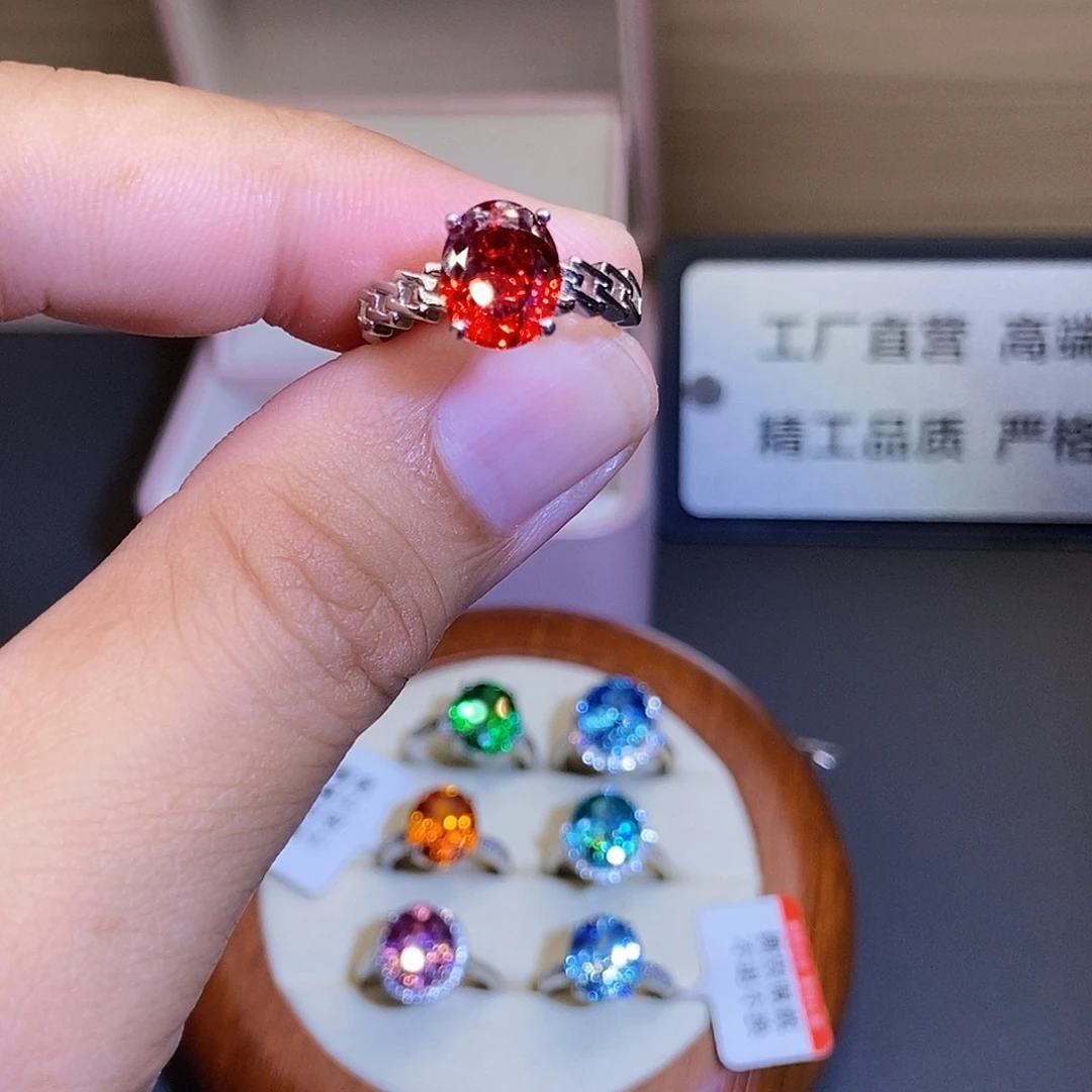 银S925镶嵌戒指碧玺