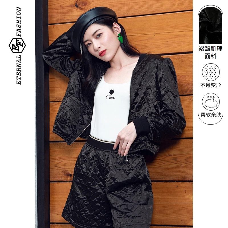 EF复古肌理感短款外套小众设计感时尚运动风休闲上衣1040033011