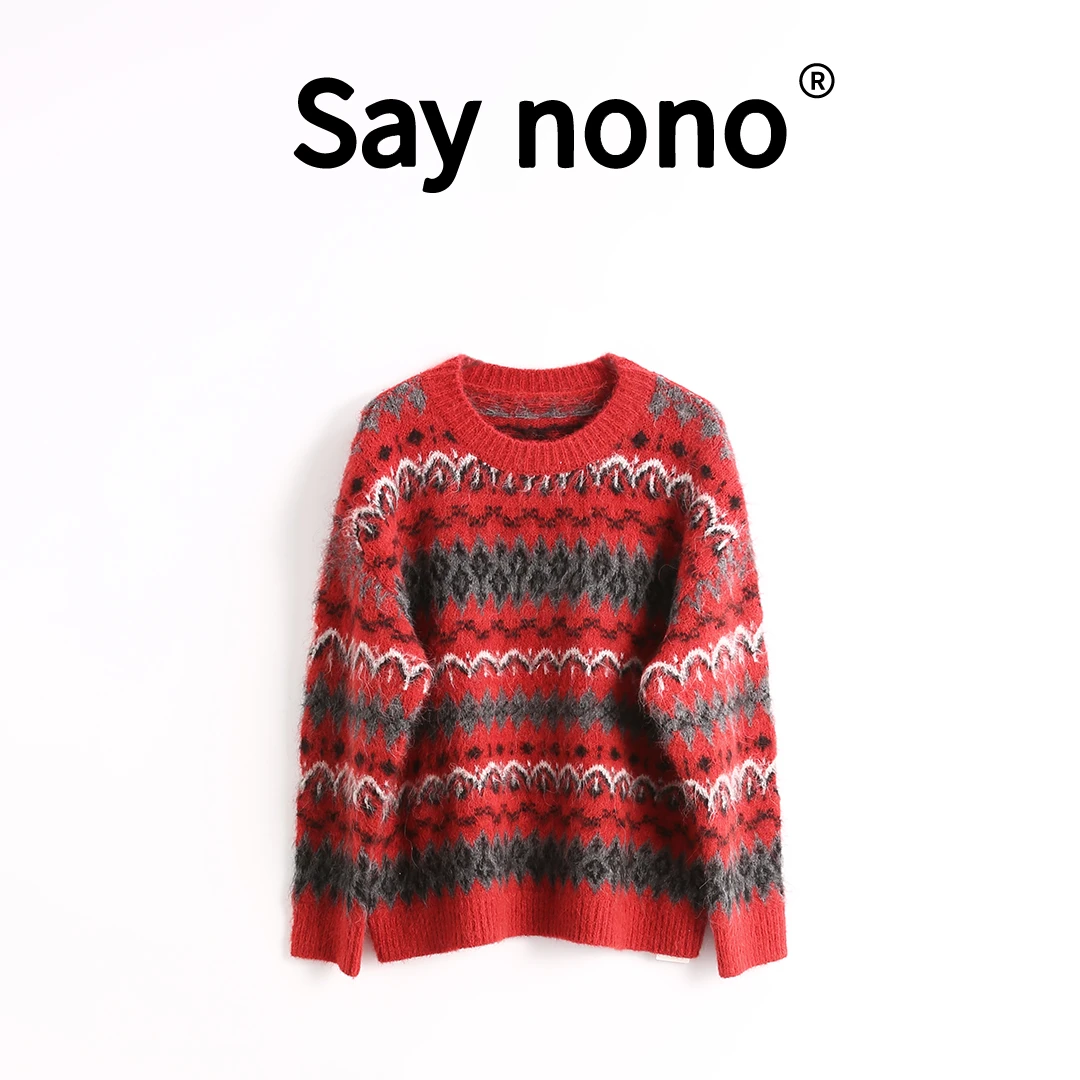 懒猫nono│Saynono 圣诞氛围感洋气圆领套头毛衣女针织衫 /ZS8761