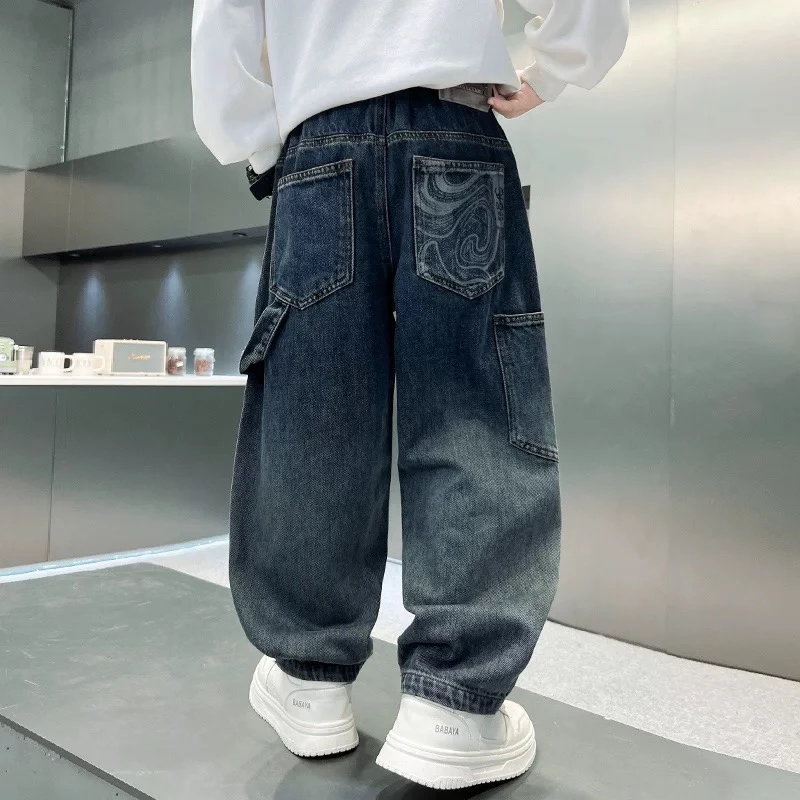 儿童装男童裤子长裤秋装2025新款中大童春秋款帅气秋季男孩牛仔裤