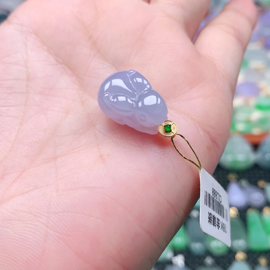 吊坠(不含链)18K金镶嵌翡翠