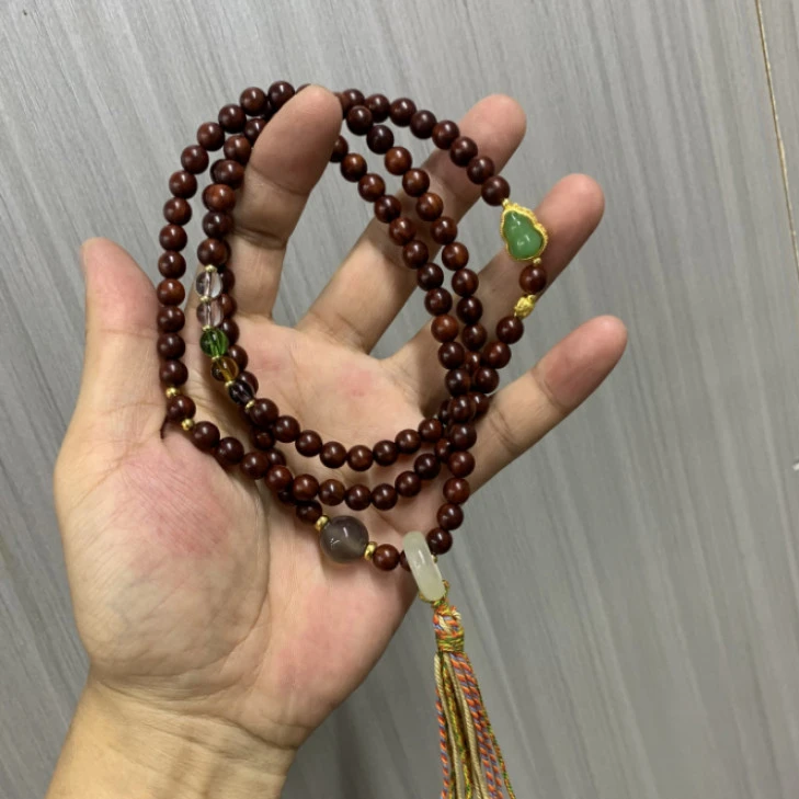 小叶紫檀五行珠精美多圈手串无礼盒MK801