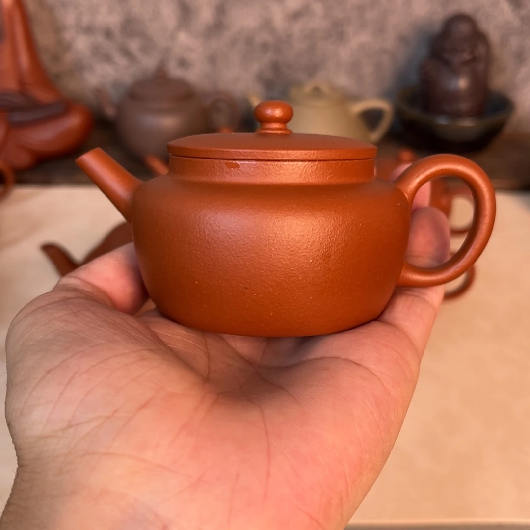 茶壶紫砂生砂料朱泥小桑扁115cc