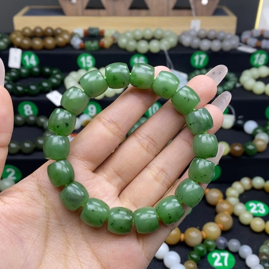 和田玉手链未镶嵌碧玉12mm