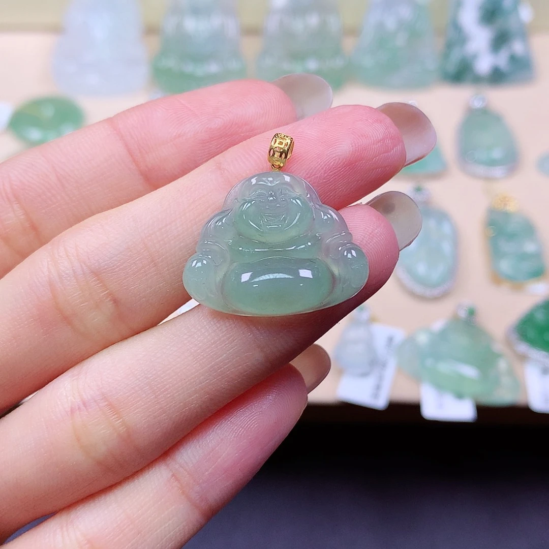 翡翠吊坠(不含链)18K金镶嵌