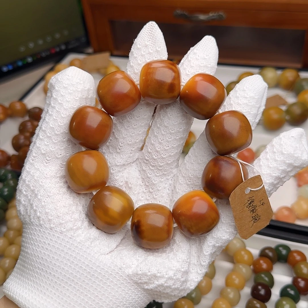 菩提根/象牙果手串卡24干磨桶珠微微瑕