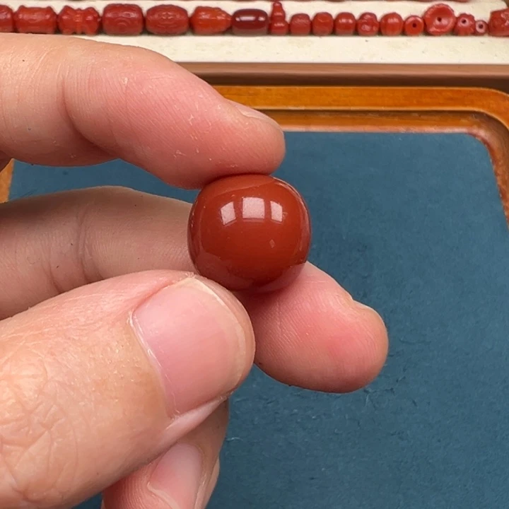 未镶嵌卡15牛血红老型珠单珠南红玛瑙
