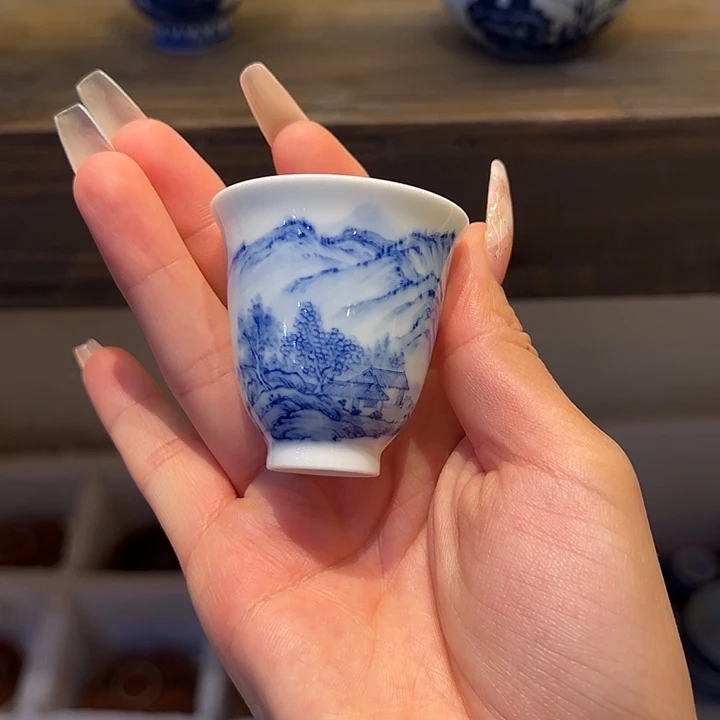 怡琅柴窑山水闻香杯杯