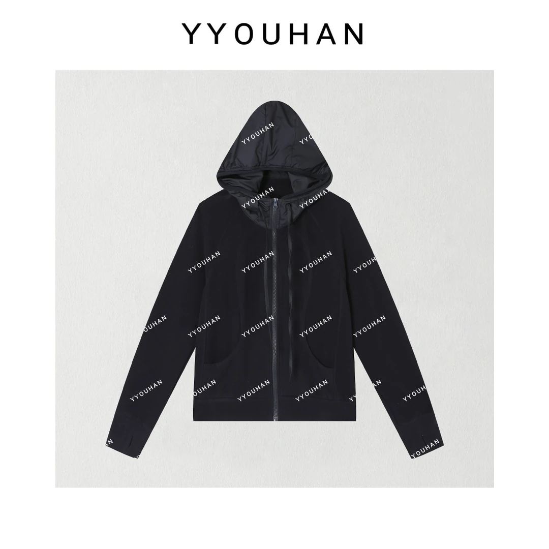 YYOUHAN 2025秋冬小众设计极简风双面德绒百搭连帽帽衫 2509C5996