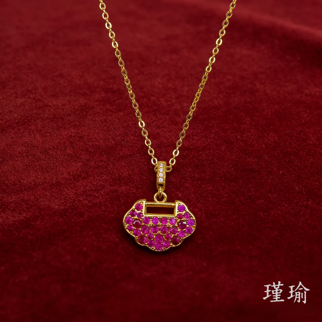 N0933经典红色如意锁项链多样性发货49959