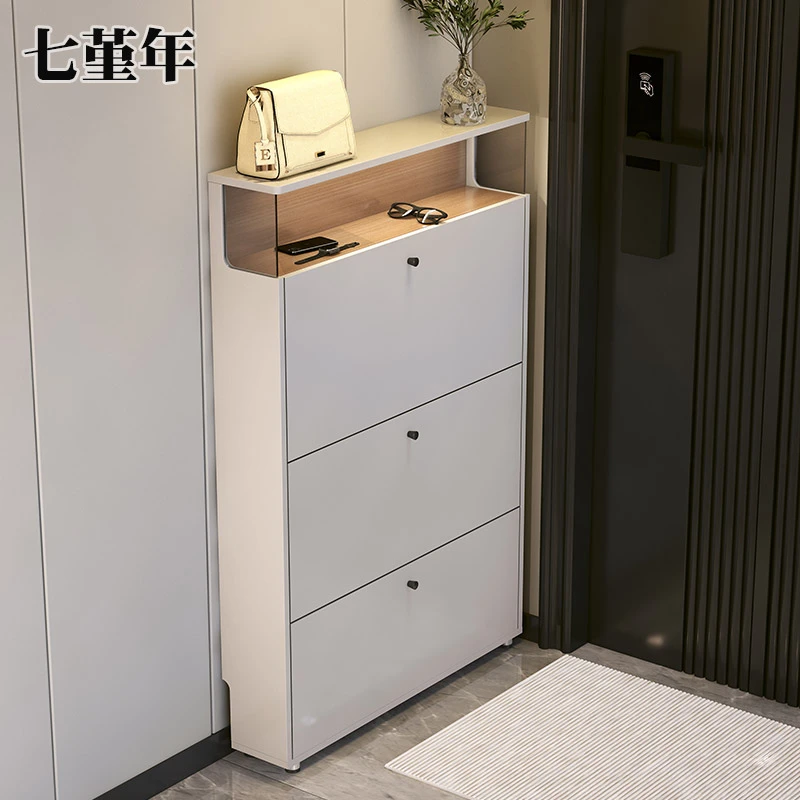 鞋柜家用门口超薄17CM入户门厅翻斗玄关柜储物柜收纳柜一体靠墙