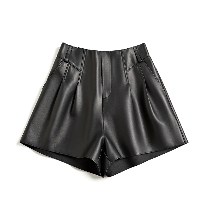 春秋必备羊皮百搭皮短裤