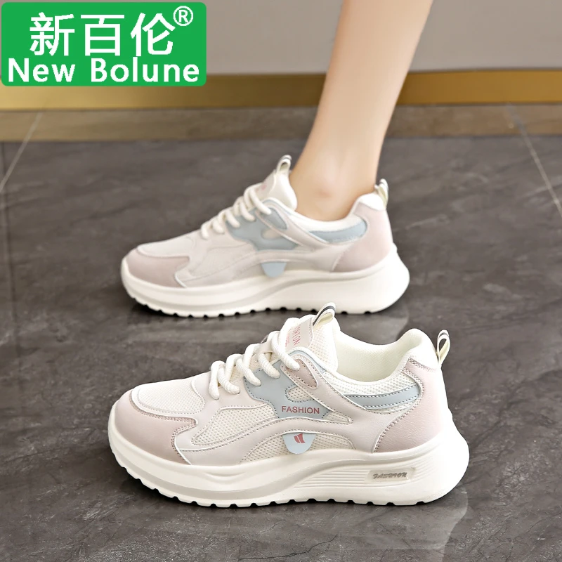 NEW BOLUNE/新百伦夏季新款透气运动鞋女轻便软底防滑厚底老爹鞋
