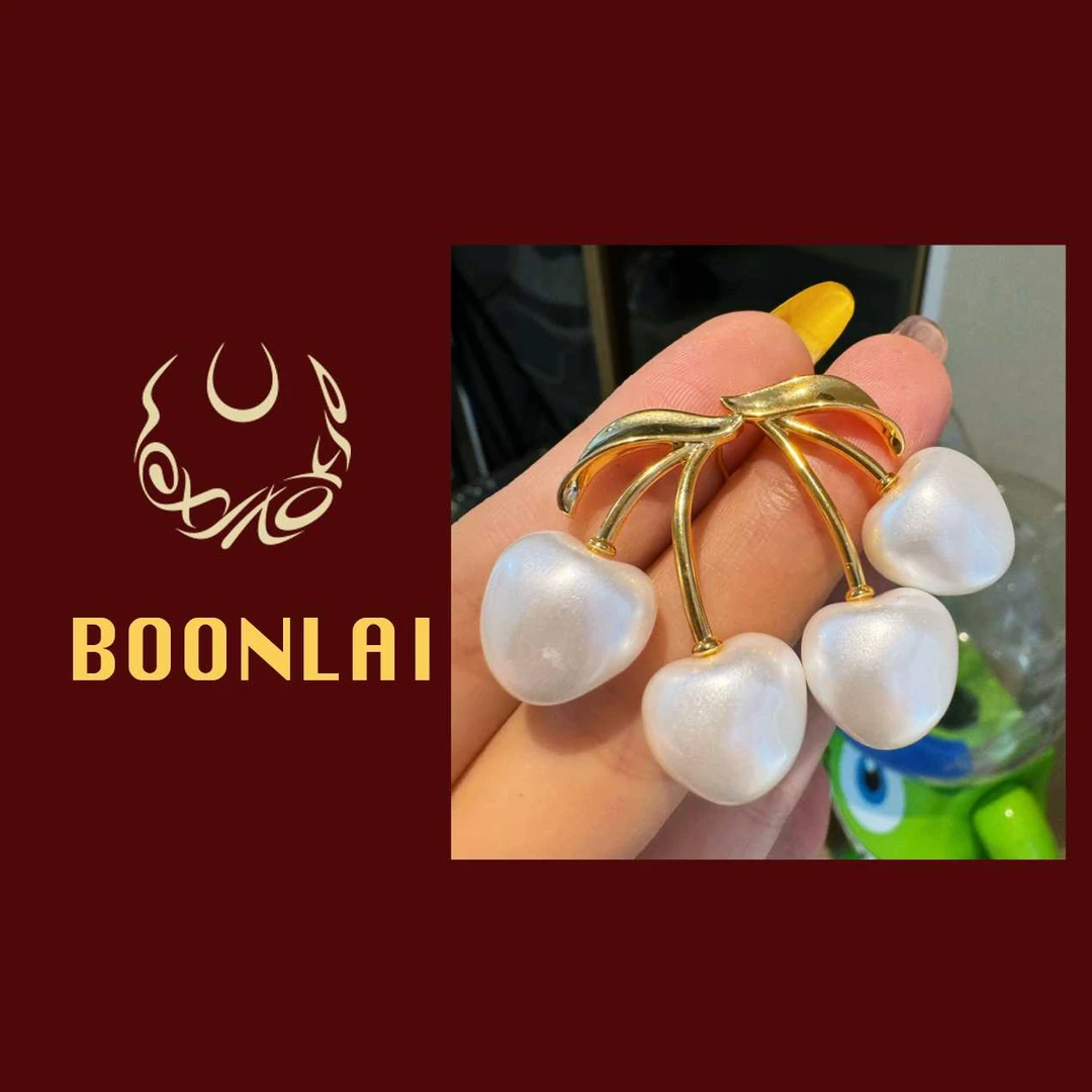 铜合金锆石耳饰 Boonlai 欧美小众设计奶油车厘子耳环1322