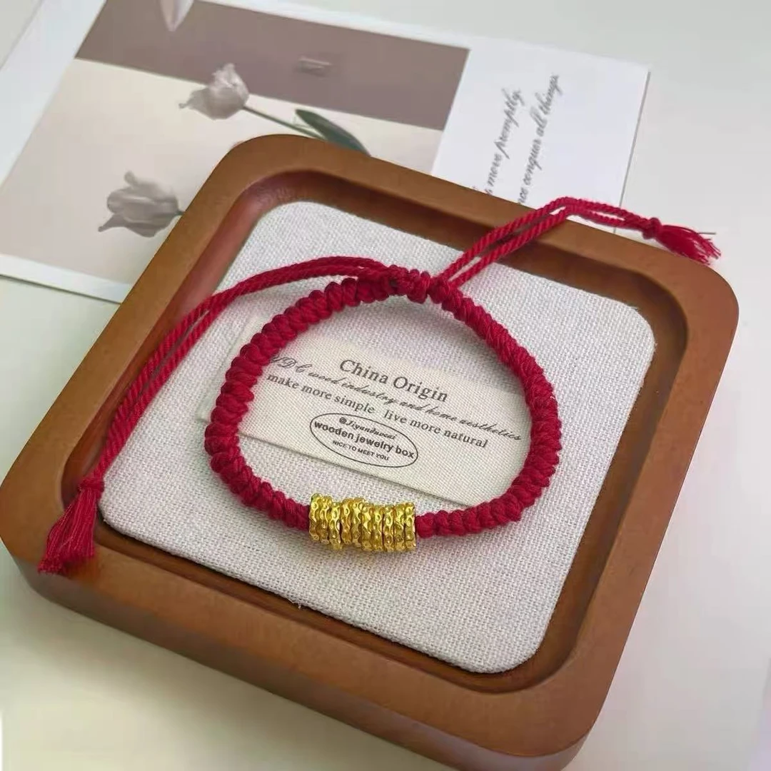 铁合金手链 SL007锤纹盘缠手链男女款手工编织红绳手链