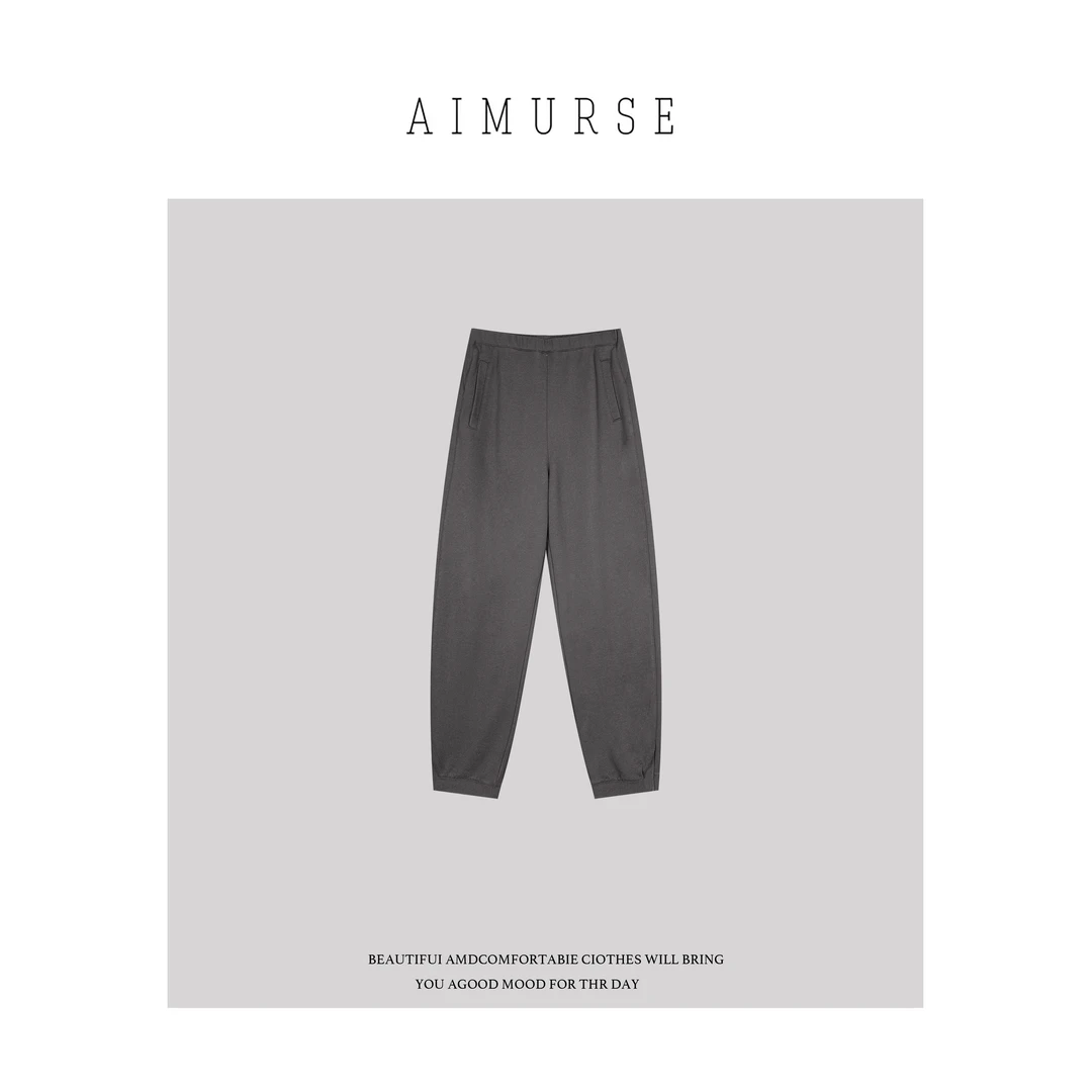 AIMURSE【暖沙】小众设计师 松紧腰内抽绳束脚百搭休闲卫裤 AM7103