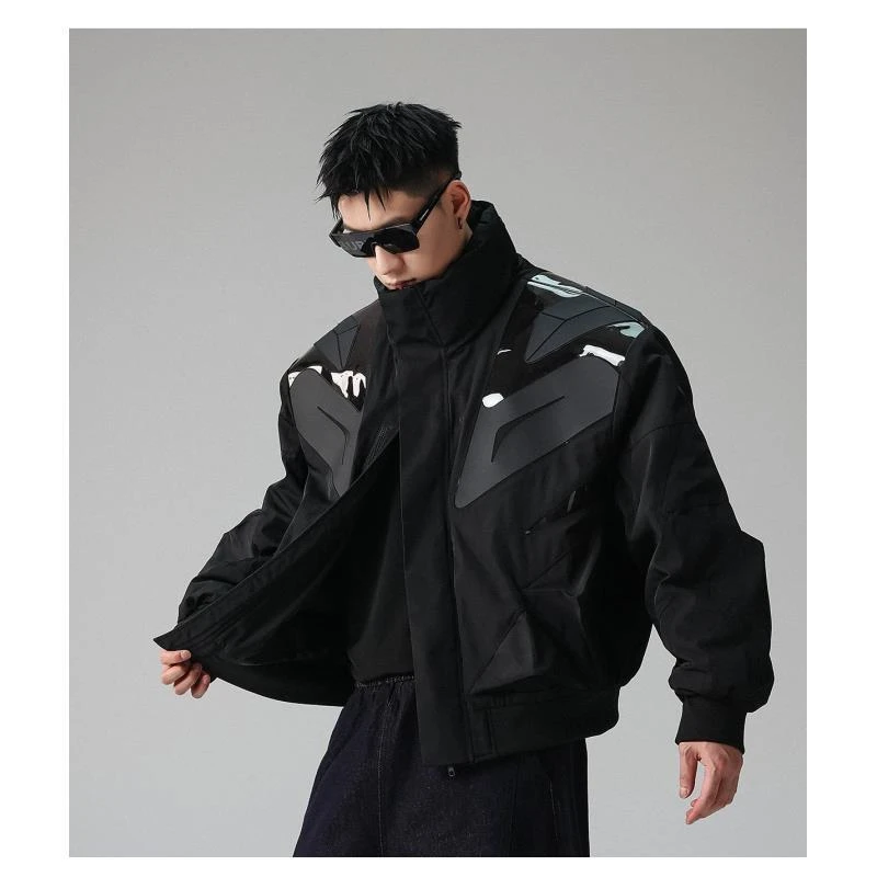 白鹅绒多裁片机能拼接立领羽绒服男冬季2025新款宽松外套潮Z191