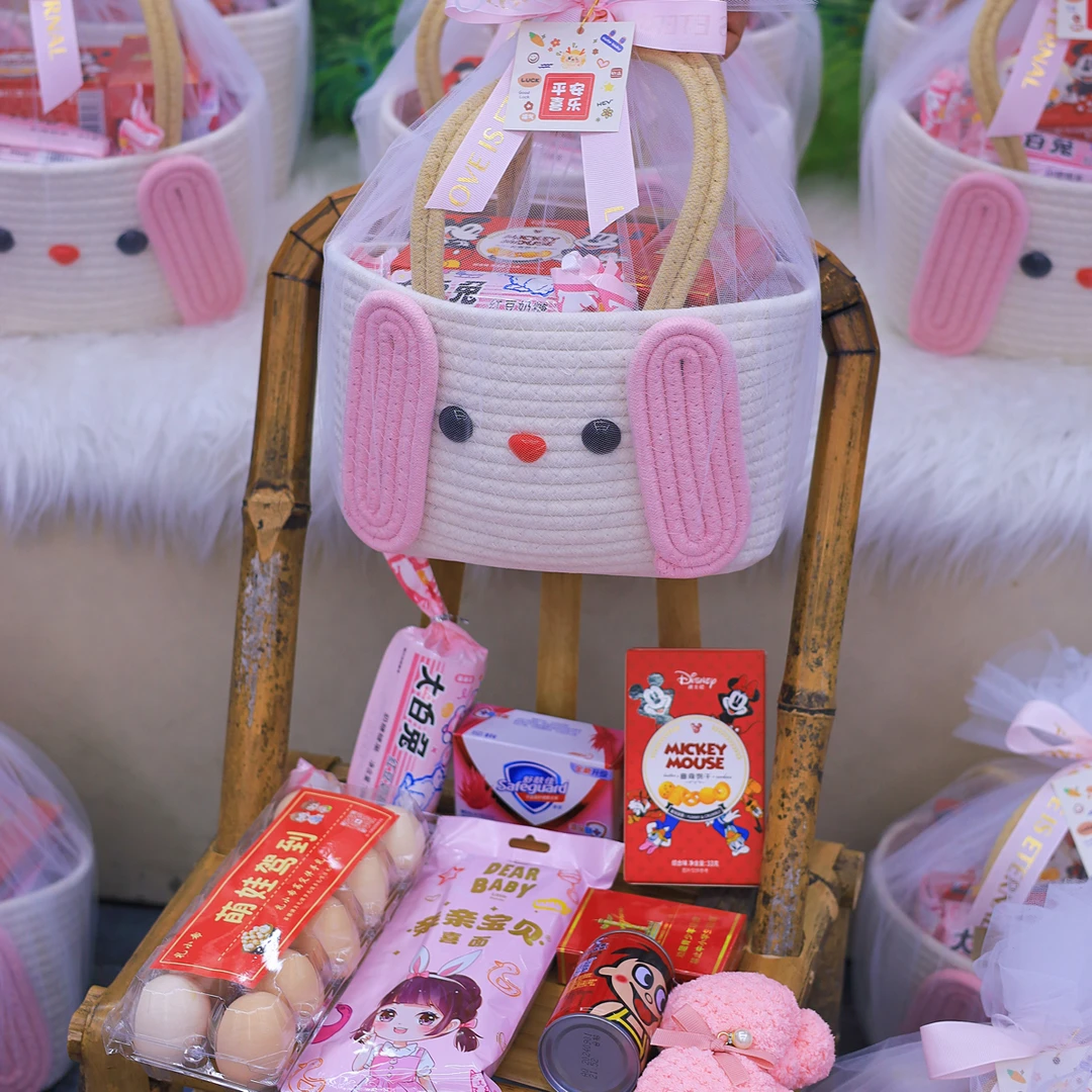 可爱卡通编织手提包棉线棉绳材质春夏出游婚礼伴手礼ins百搭