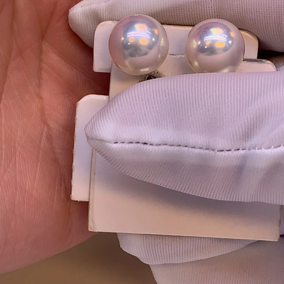 耳饰银S925镶嵌淡水珍珠