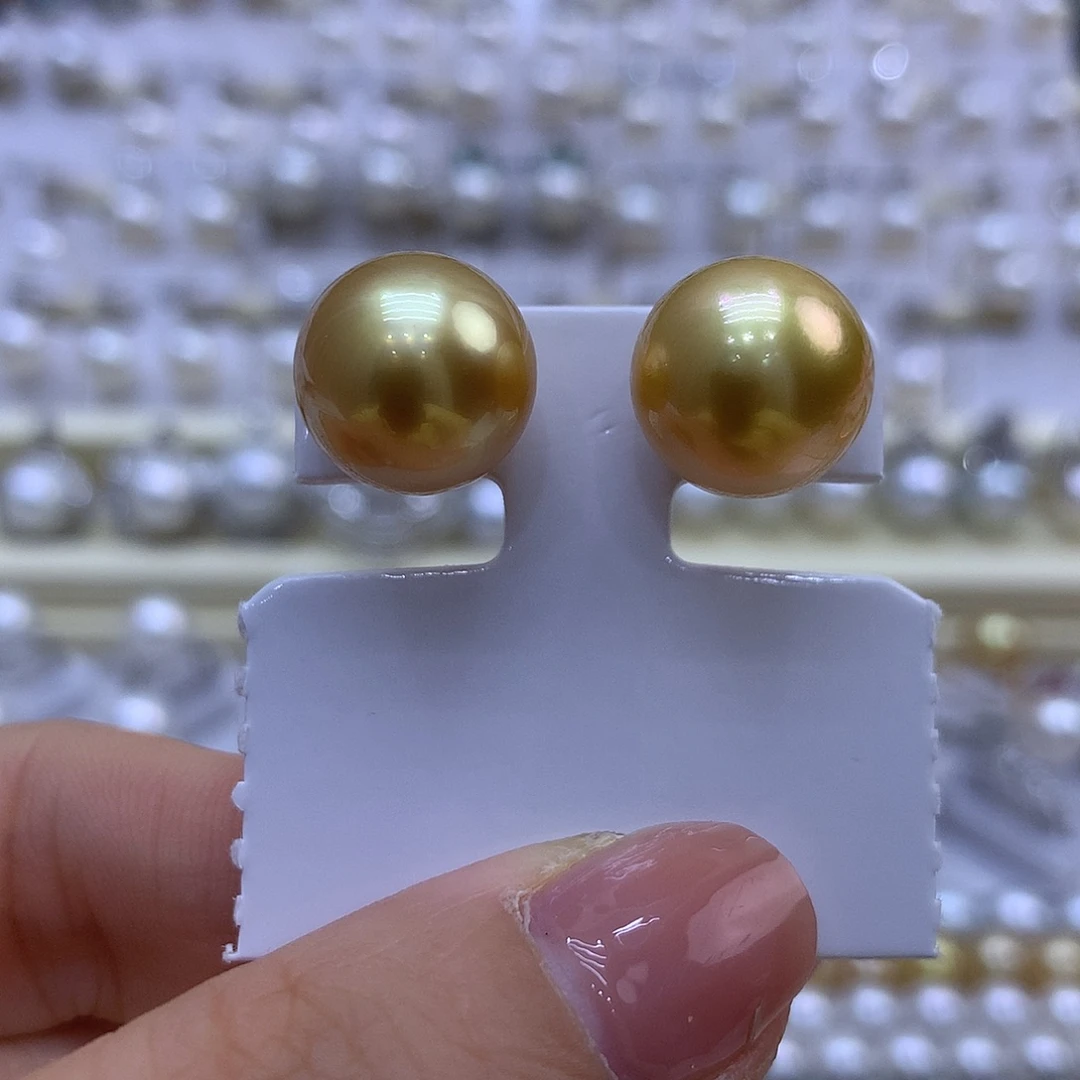 18K金镶嵌海水珍珠耳饰13mm