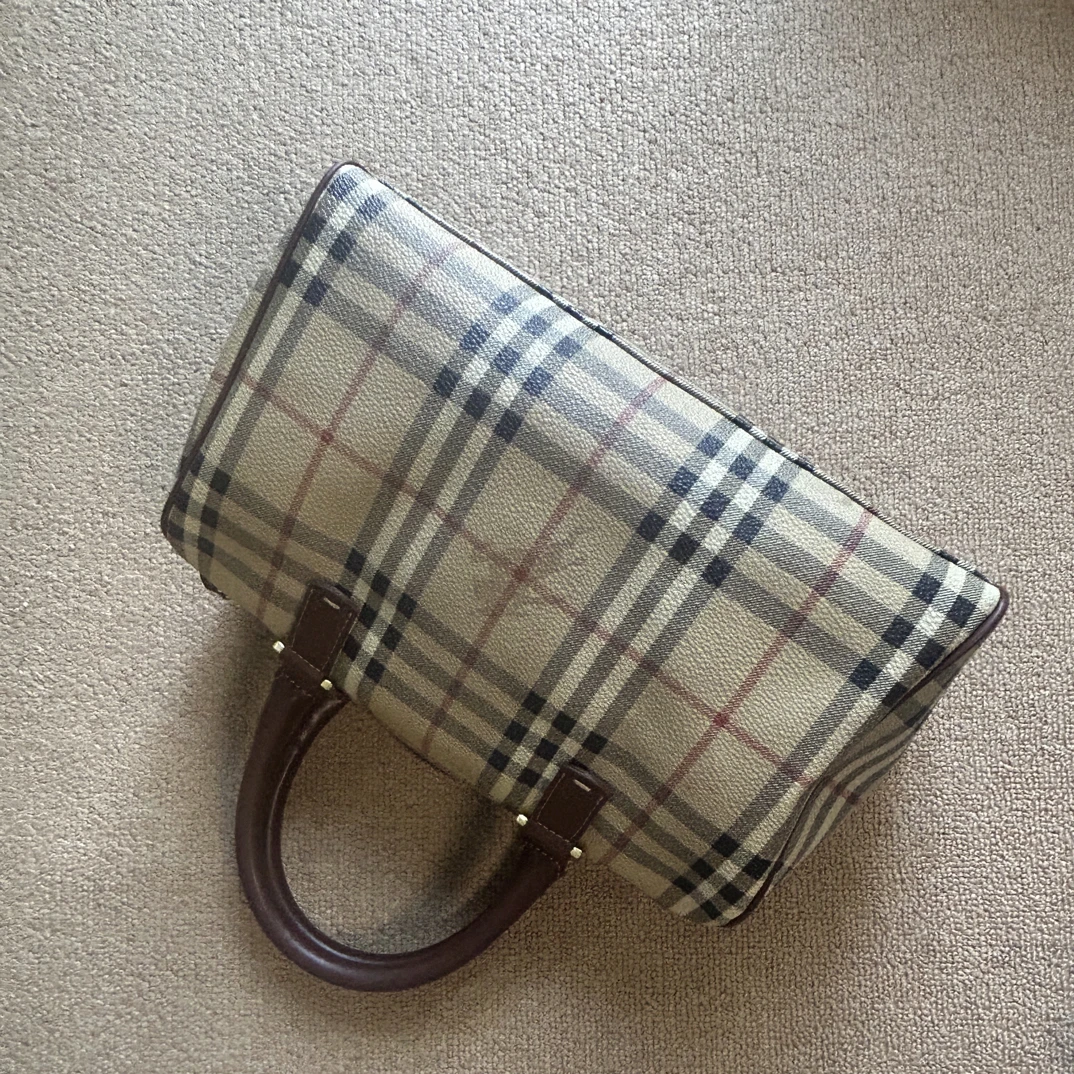 95新 BURBERRY/博柏利 Burberry战马格纹波斯顿手提包