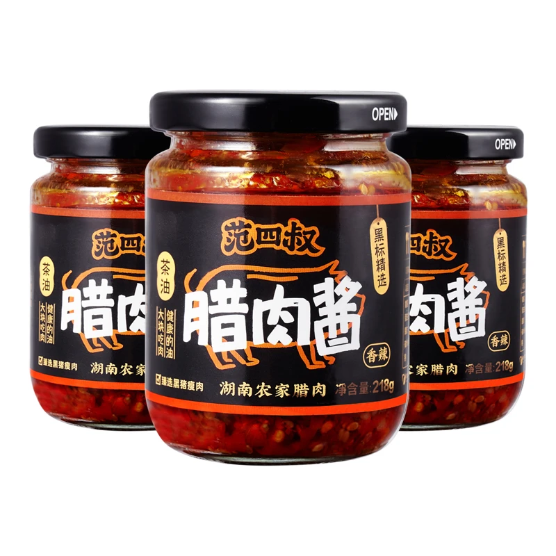 军杰范四叔腊肉酱218g瓶装湖南特色拌面条下饭腊肉剁辣椒酱香辣味