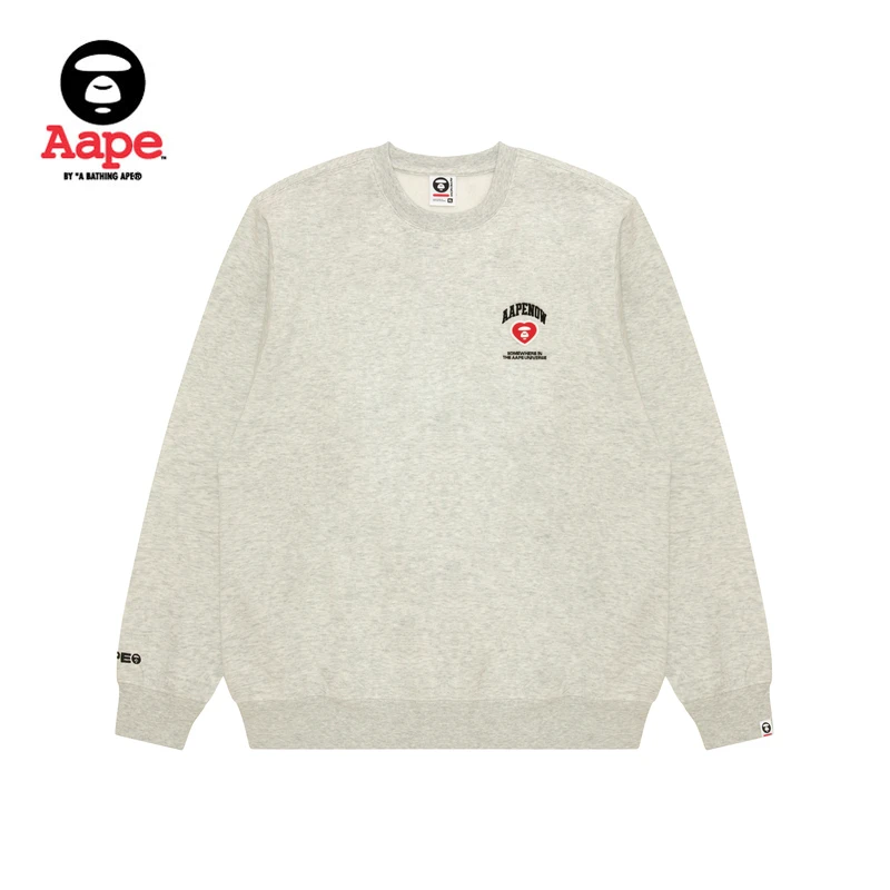Aape旗舰店男装25秋冬爱心猿人徽章潮流简约薄绒圆领卫衣C357XAP