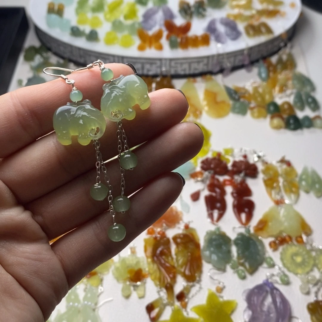 蛇纹石玉合金耳饰/颈饰