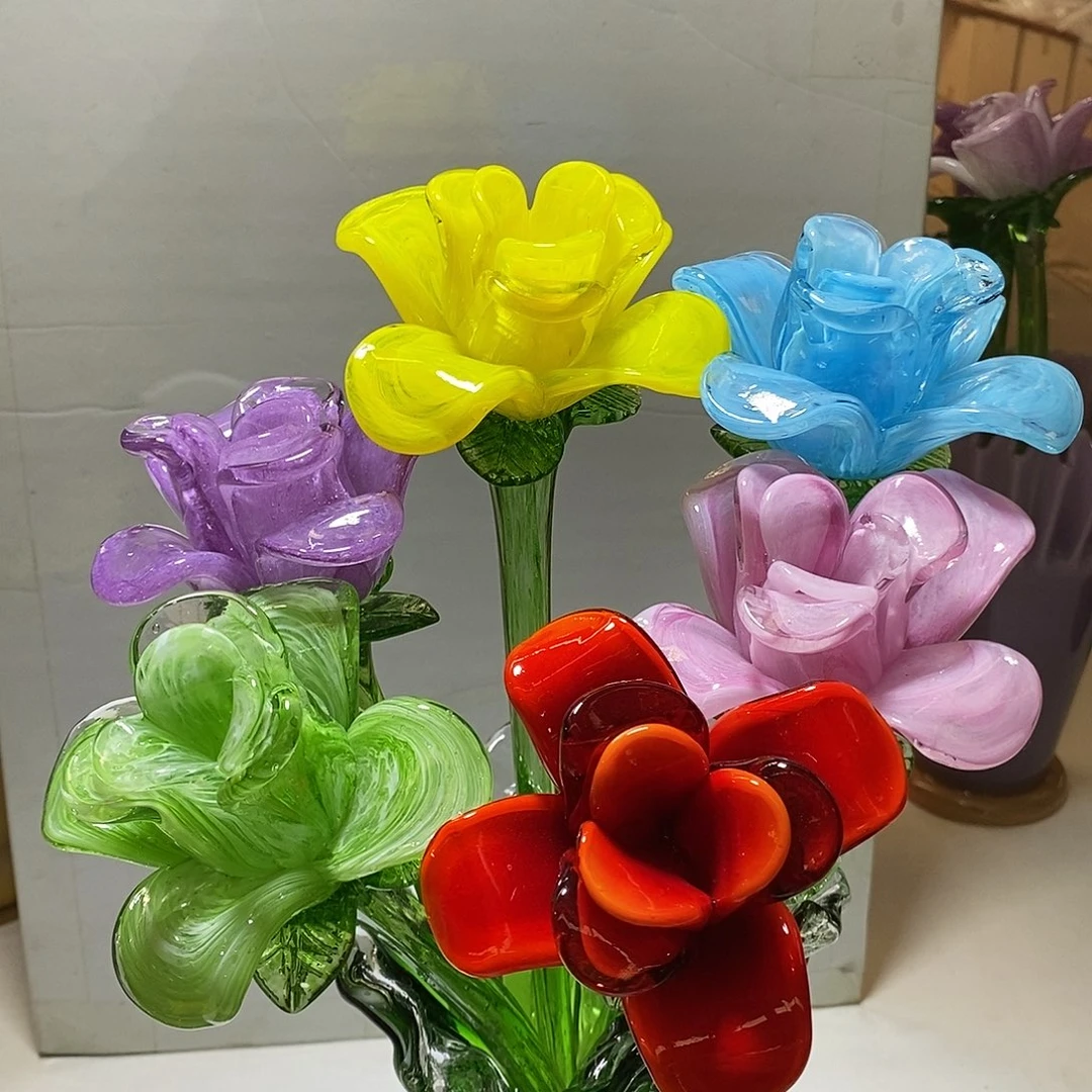 琉璃玫瑰花6支纯手工