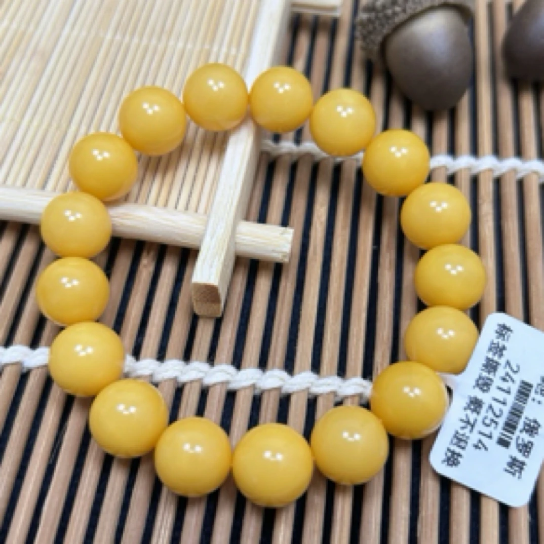10+mm 微瑕 「蜜之缘珠宝」天然原矿琥珀蜜蜡氧化腊圆珠手串