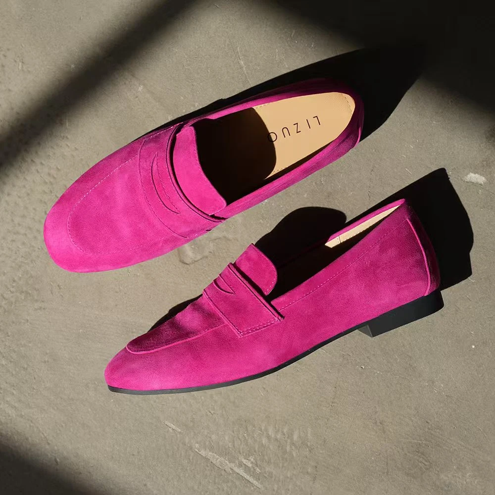 25年春季新款真皮绒面复古雅丹风一脚蹬低帮乐福鞋10180