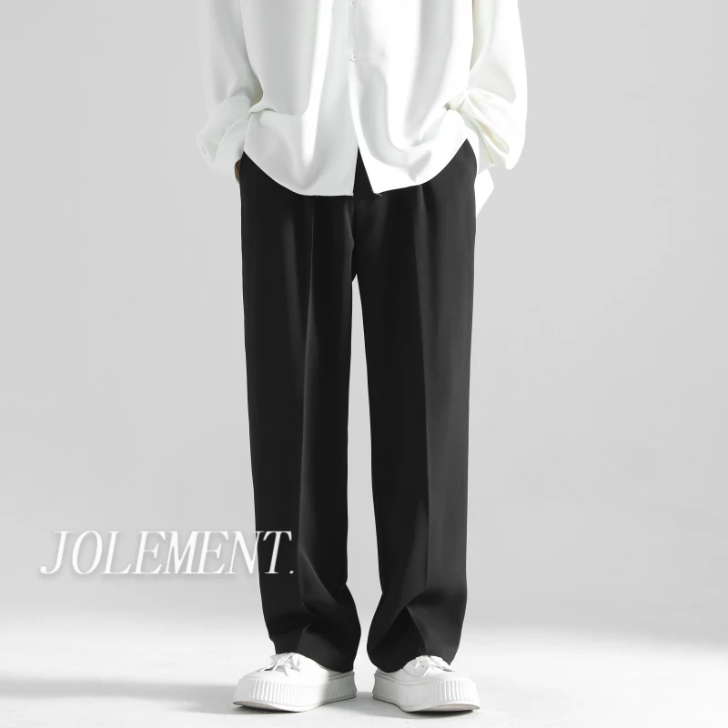 JOLIMENT春秋垂感西裤男直筒裤宽松裤子黑色休闲裤长裤子拖地裤男
