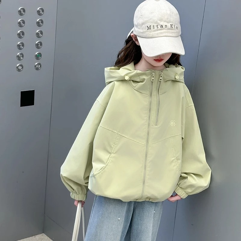 女童外套春秋款2025新款6-12岁15岁中大童洋气冲锋衣休闲上衣潮