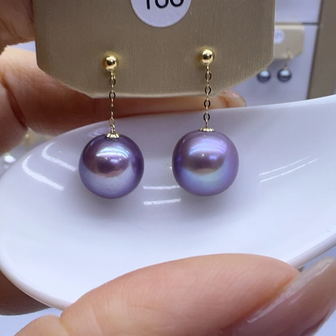 淡水珍珠18K金镶嵌耳饰