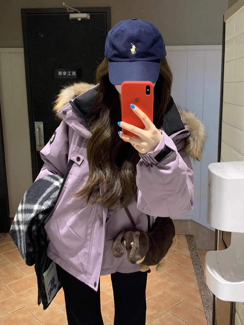 巨好看的毛领派克服棉服女款冬季宽松高级感连帽加厚保暖棉袄外套