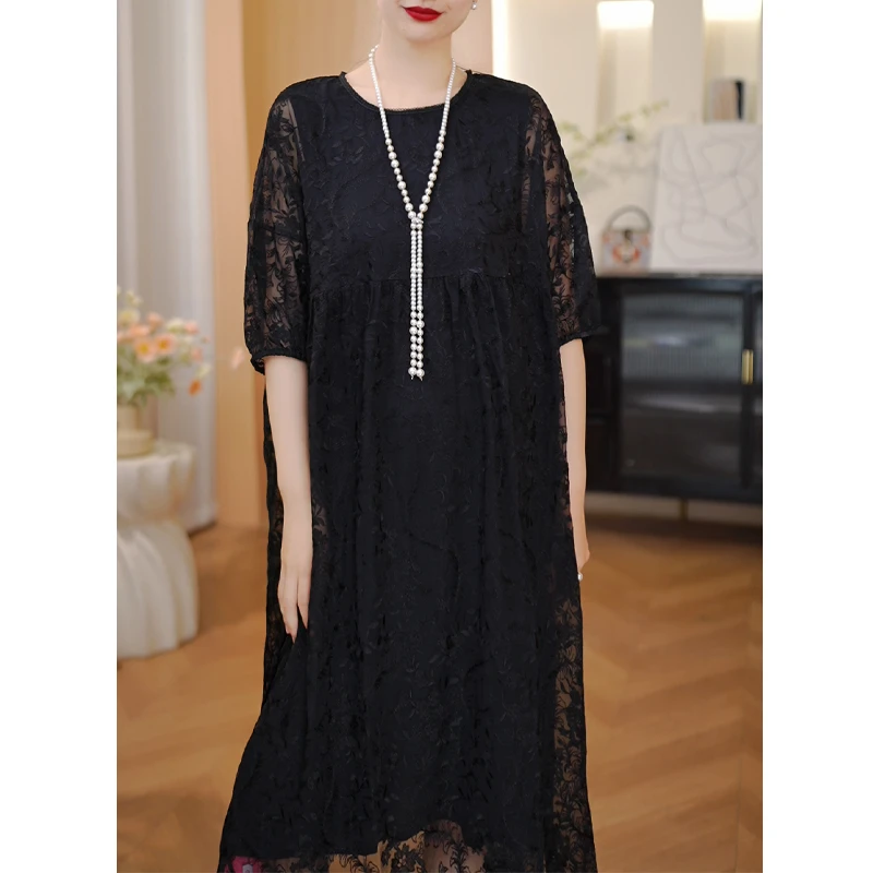 【DuShang】维多利亚之梦~真丝桑蚕丝重工法式刺绣连衣裙YZ2511