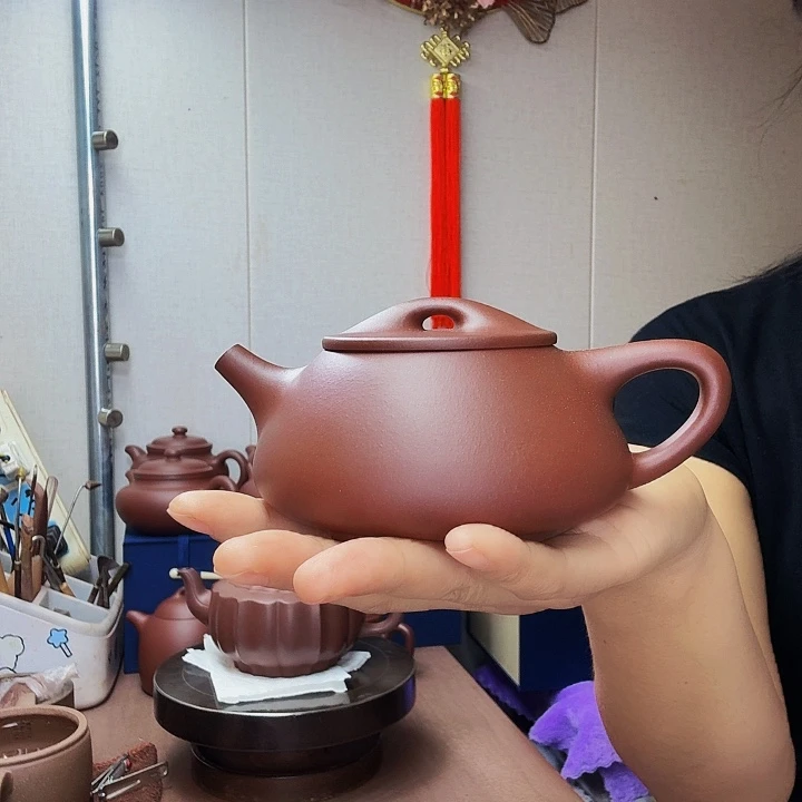 1***8茶壶紫砂景舟石瓢，半手微瑕处理260毫升，底槽清