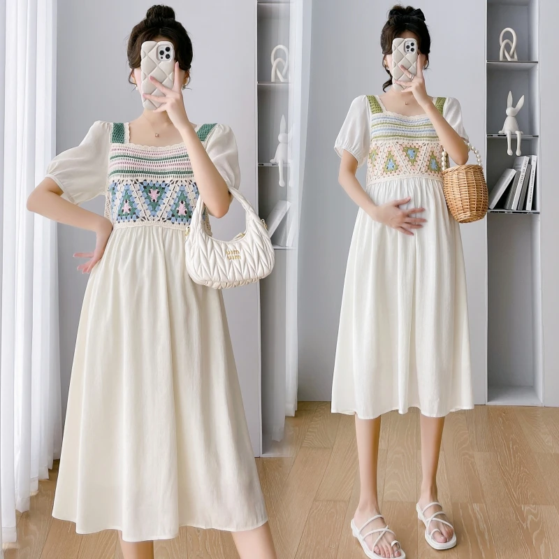 孕妇2025新品时尚甜美减龄显瘦波西米亚风拼接小清新孕妇连衣裙