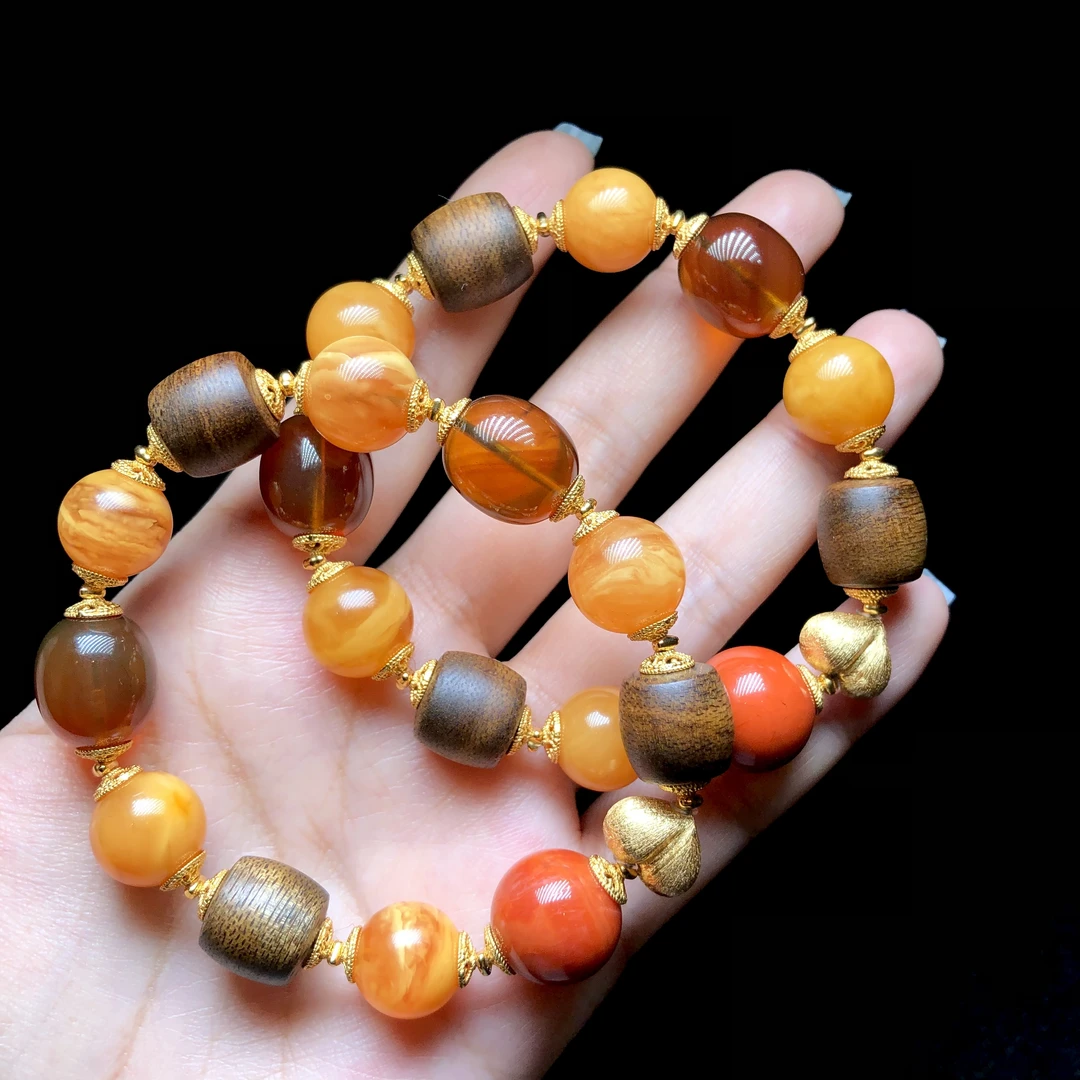 【云上】蜜蜡DIY圆珠手串-多样性发其一-12mm-DS66379（甄选）