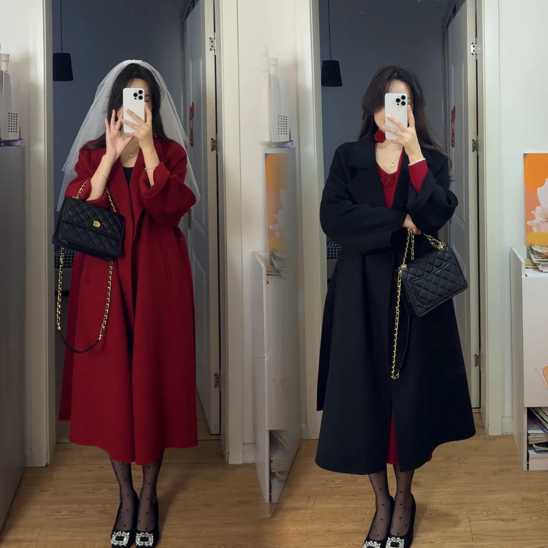 皖莹【西西里】100%初剪羊毛爆款纯手工双面羊毛大衣