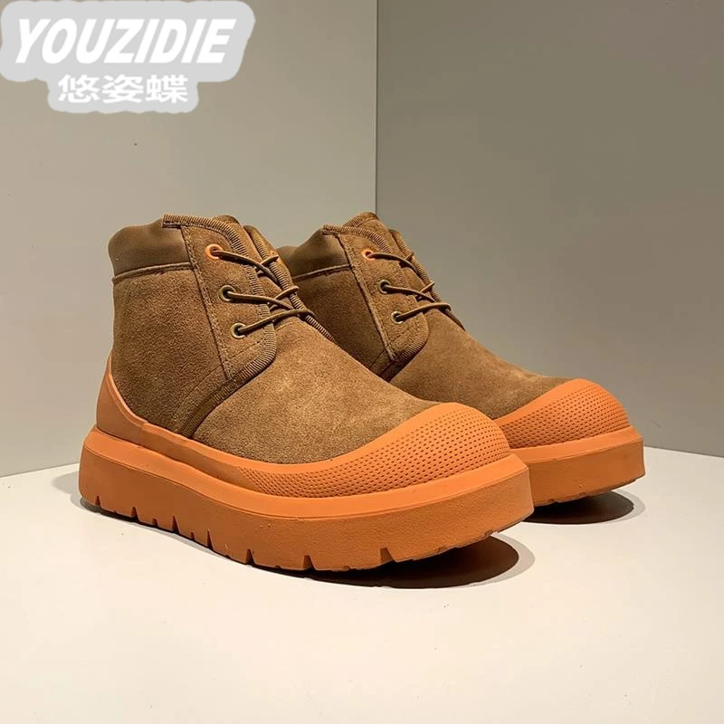 防水时尚雪地靴男女休闲厚底高帮鞋2025冬季新款加绒加厚棉鞋短靴