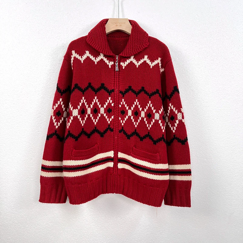 唐绢纯山羊绒针织衫外套洋气拉链翻领开衫宽松女C112619-YR