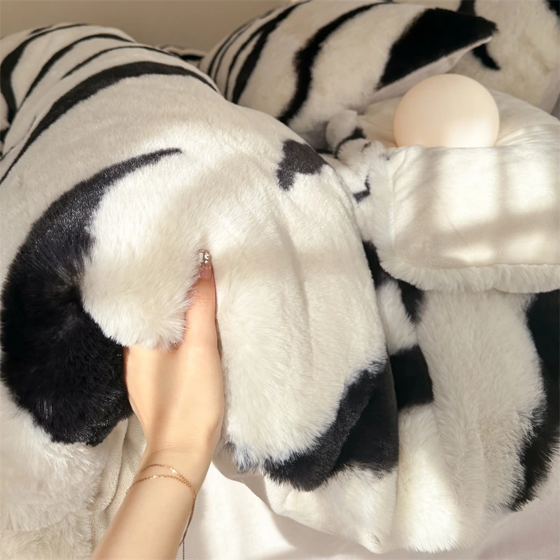 【好媳妇三妹推荐】A类虎纹兔毛绒轻奢床上四件套被套高端冬季床品