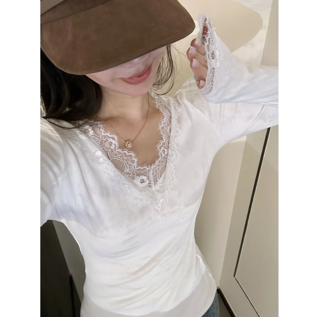 【JiaJia】纯欲风蕾丝花边打底