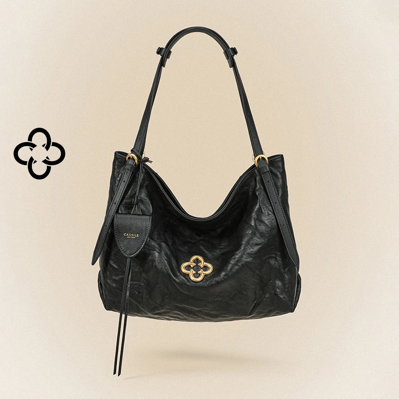 CASSILE/卡思乐女包流浪包高级植鞣羊皮大容量时尚单肩包托特包