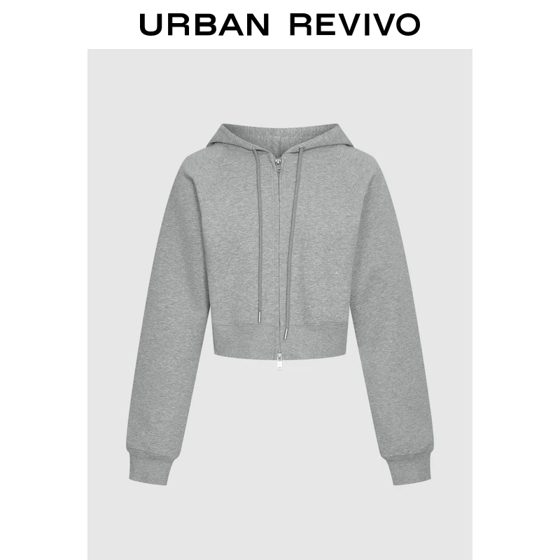 UR2025秋季新款女装简约休闲连帽抽绳双拉链外套UWJ150114